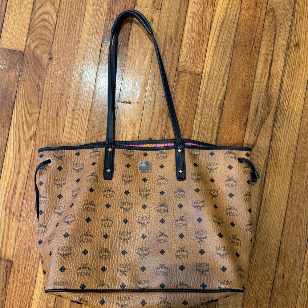 MCM Pink and Orange Geometric Tote
